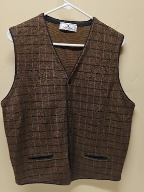 Vintage Italian Ferrante Brown Plaid Vest